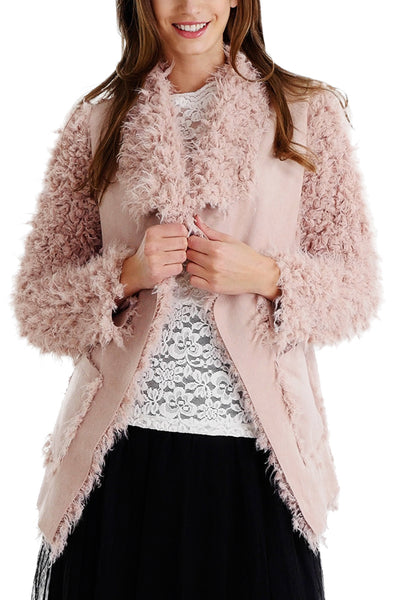 Shaggy Faux Fur Jacket with Swede Body - Shop Lev