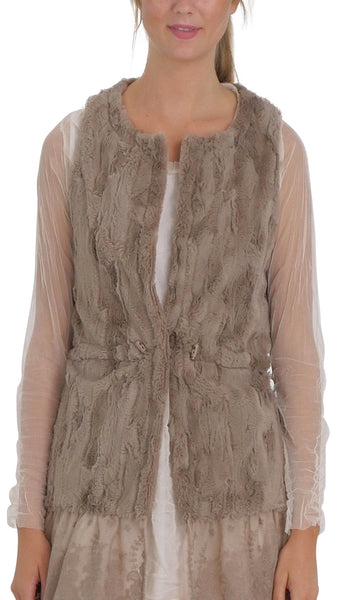 Faux Fur Open Vest with Lace Trim - Shop Lev