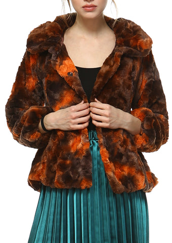 Faux Fur Tie-Dye Rosette Fur Jacket - Shop Lev