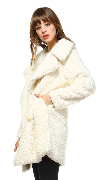 Faux Fur Double Breasted Shearling Coat - Shop Lev