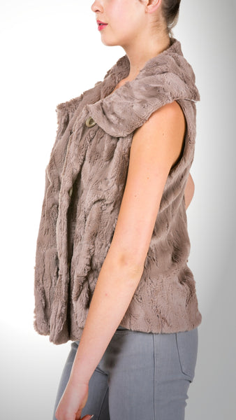 Flare Faux Fur Button Down Vest - Shop Lev