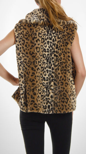 Flare Faux Fur Button Down Vest - Shop Lev