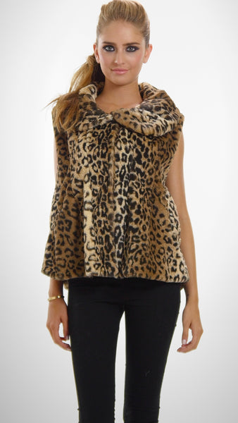 Flare Faux Fur Button Down Vest - Shop Lev