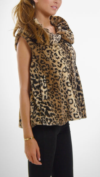 Flare Faux Fur Button Down Vest - Shop Lev