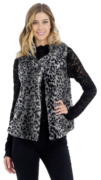 Flare Faux Fur Button Down Vest - Shop Lev