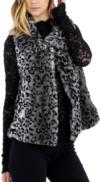 Flare Faux Fur Button Down Vest - Shop Lev