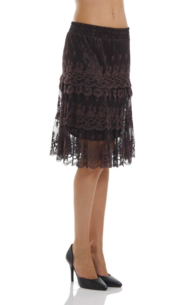 Women's Short Mesh and Ribbon Lace Ruffles Skirt - Shop Lev