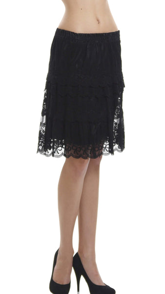 Women's Short Mesh and Ribbon Lace Ruffles Skirt - Shop Lev