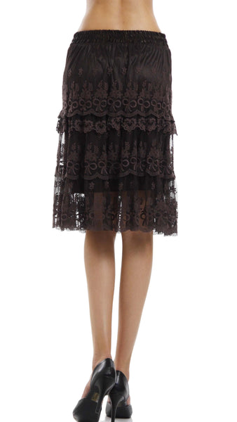 Women's Short Mesh and Ribbon Lace Ruffles Skirt - Shop Lev