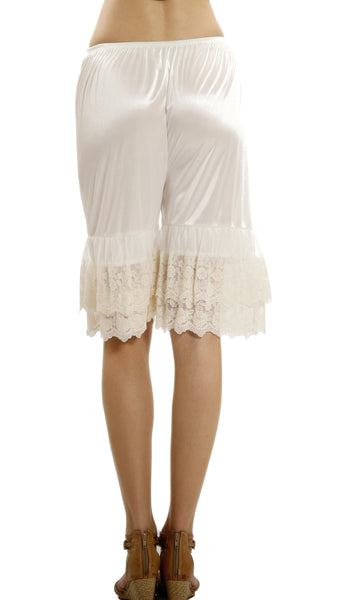 Women's Double Lace Snip-in Satin Pettipants, Pant Slip, Bloomer - Shop Lev