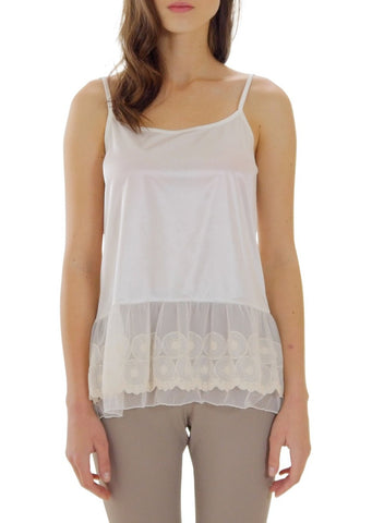 Satin Camisole Top Extender with circle lace bottom - Shop Lev