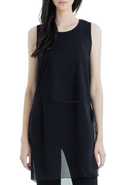 Women Crop Tank Top Extender with sheer bottom slit - Shop Lev