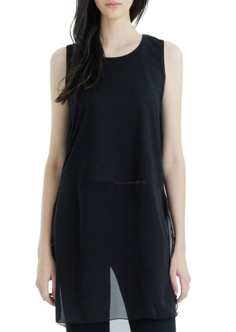 Women Crop Tank Top Extender with sheer bottom slit - Shop Lev