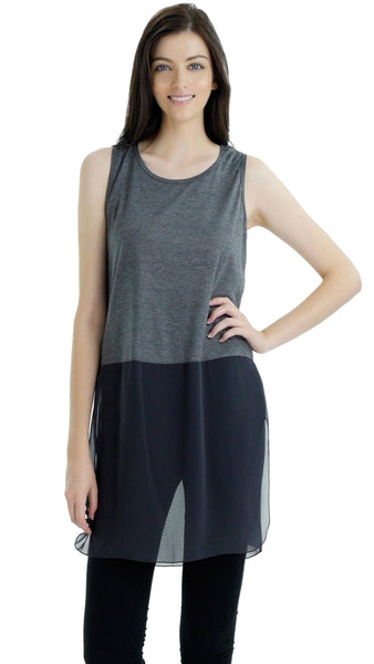 Women Crop Tank Top Extender with sheer bottom slit - Shop Lev