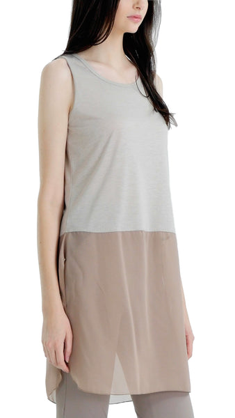 Women Crop Tank Top Extender with sheer bottom slit - Shop Lev