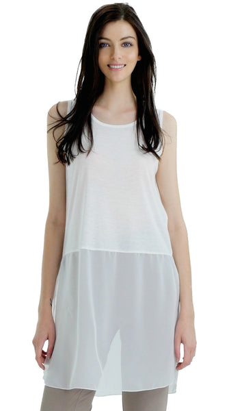 Women Crop Tank Top Extender with sheer bottom slit - Shop Lev