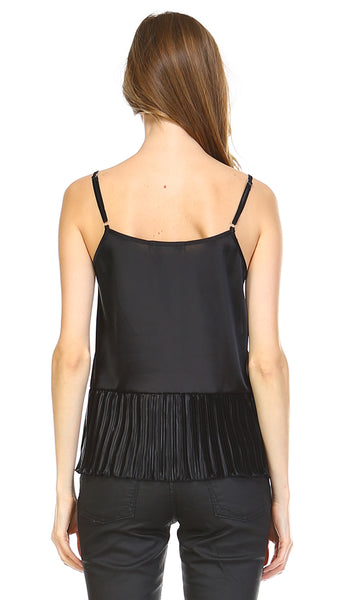 Lace Neck Trim Satin Camislole with ruffle - Shop Lev