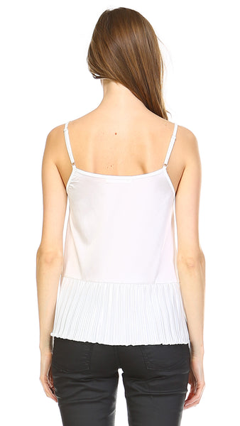 Lace Neck Trim Satin Camislole with ruffle - Shop Lev