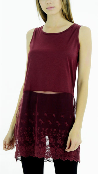 Women Lace Bottom Crop Tank and top extender - Shop Lev