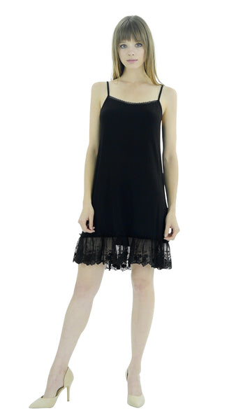 Women Lace Trim Modal Full Slip with Laced Neckline - Shop Lev