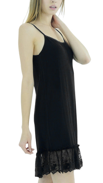 Women Lace Trim Modal Full Slip with Laced Neckline - Shop Lev