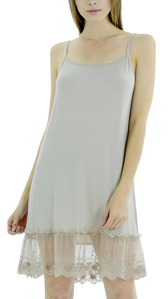 Women Lace Trim Modal Full Slip with Laced Neckline - Shop Lev