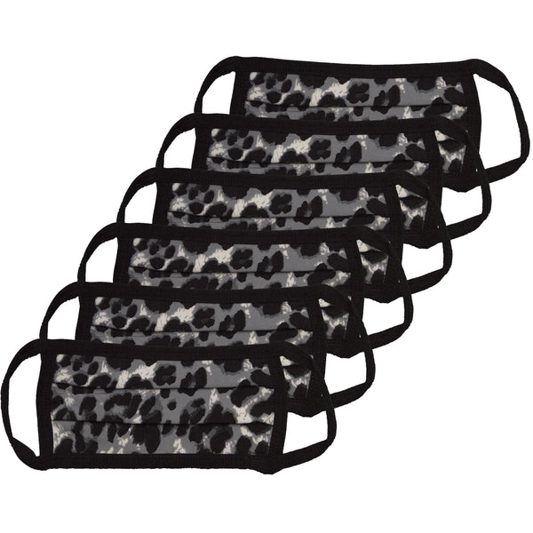 6 Pack Leopard Print Washable Cotton Face Mask