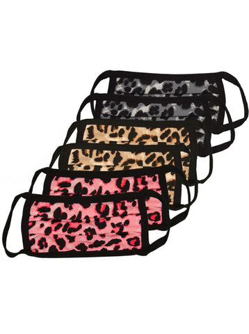 6 Pack Leopard Print Washable Cotton Face Mask
