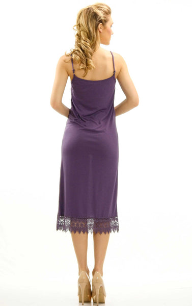 Long Solid Knit lace full slip dress extender with adjustable straps - Shop Lev