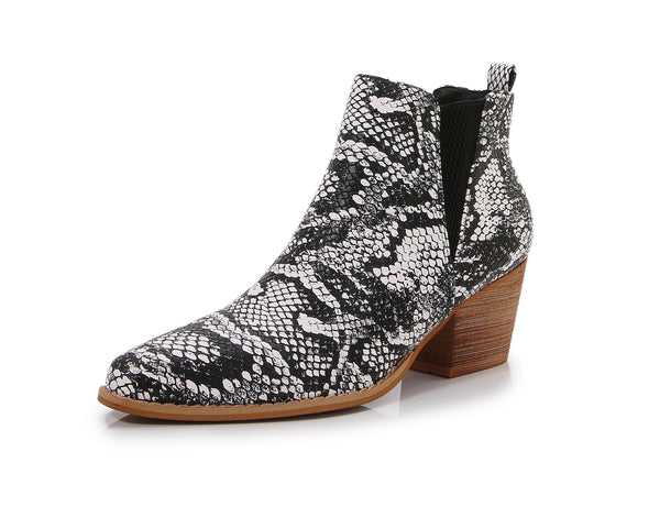 Wooden Heel Short Chelsea Ankle Boots