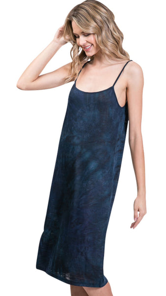 Knee length tie dye knit full slip dress - Shop Lev