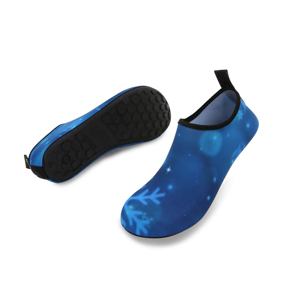 Men and Women a Slip On Barefoot Quick-Dry Beach Aqua Yoga Water Shoes (Snowflake/Blue)