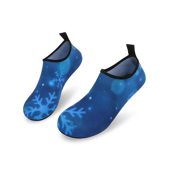 Men and Women a Slip On Barefoot Quick-Dry Beach Aqua Yoga Water Shoes (Snowflake/Blue)