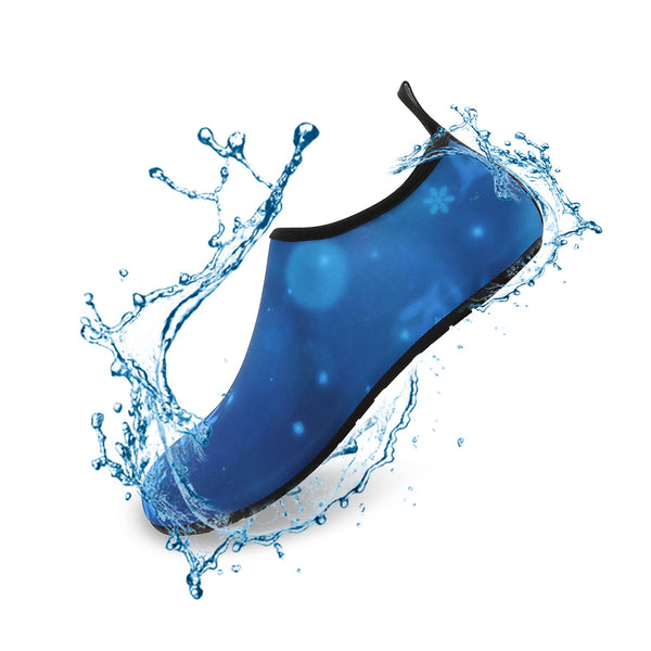 Men and Women a Slip On Barefoot Quick-Dry Beach Aqua Yoga Water Shoes (Snowflake/Blue)