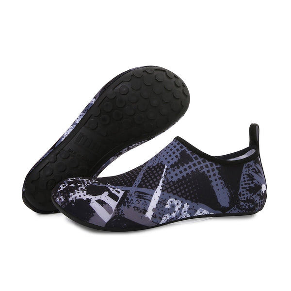 Men and Women a Slip On Barefoot Quick-Dry Beach Aqua Yoga Water Shoes (Monochrome Square/Black)