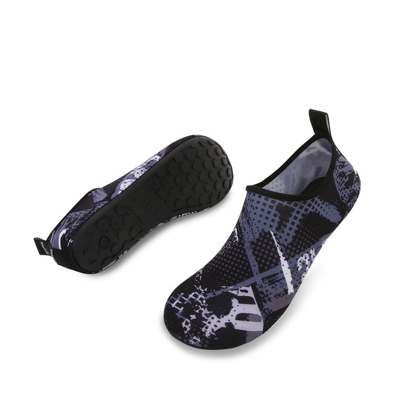 Men and Women a Slip On Barefoot Quick-Dry Beach Aqua Yoga Water Shoes (Monochrome Square/Black)