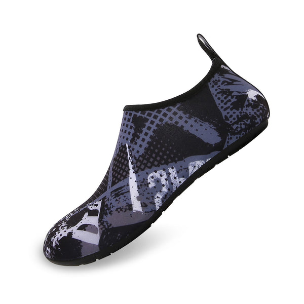 Men and Women a Slip On Barefoot Quick-Dry Beach Aqua Yoga Water Shoes (Monochrome Square/Black)
