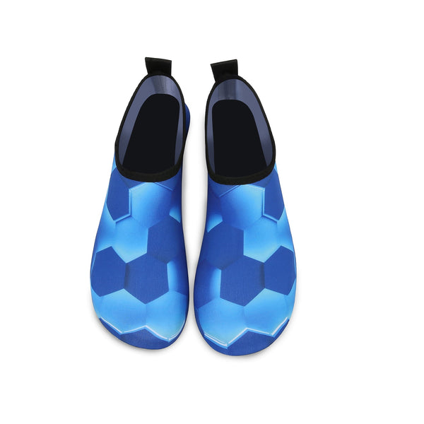 Men and Women a Slip On Barefoot Quick-Dry Beach Aqua Yoga Water Shoes (Hexagon/Blue)