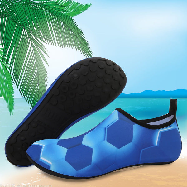 Men and Women a Slip On Barefoot Quick-Dry Beach Aqua Yoga Water Shoes (Hexagon/Blue)