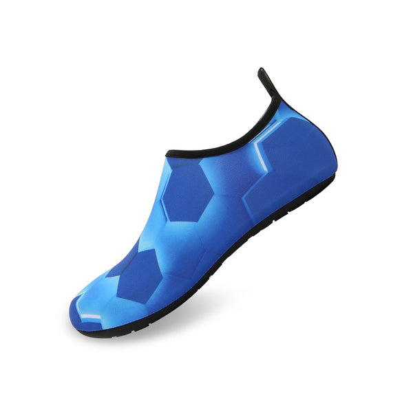 Men and Women a Slip On Barefoot Quick-Dry Beach Aqua Yoga Water Shoes (Hexagon/Blue)
