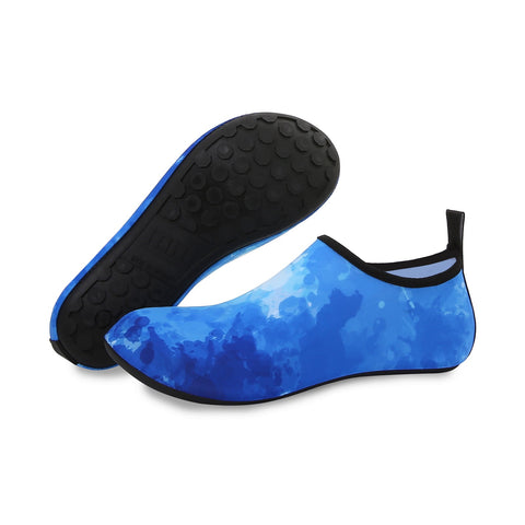 Men and Women a Slip On Barefoot Quick-Dry Beach Aqua Yoga Water Shoes (Watercolor/Blue)