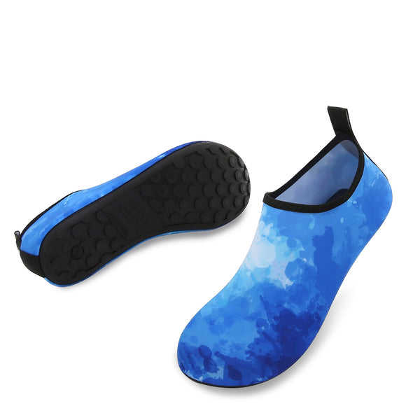 Men and Women a Slip On Barefoot Quick-Dry Beach Aqua Yoga Water Shoes (Watercolor/Blue)