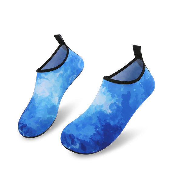 Men and Women a Slip On Barefoot Quick-Dry Beach Aqua Yoga Water Shoes (Watercolor/Blue)
