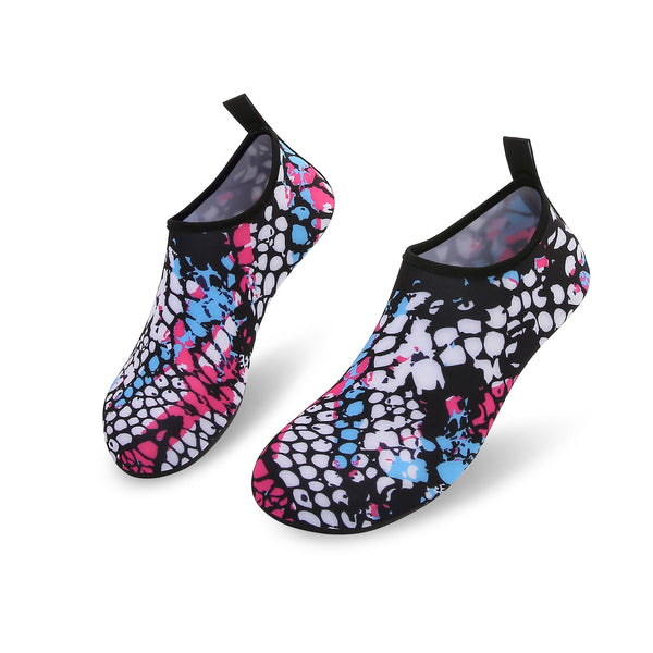 Men and Women a Slip On Barefoot Quick-Dry Beach Aqua Yoga Water Shoes (Fishnet/White)
