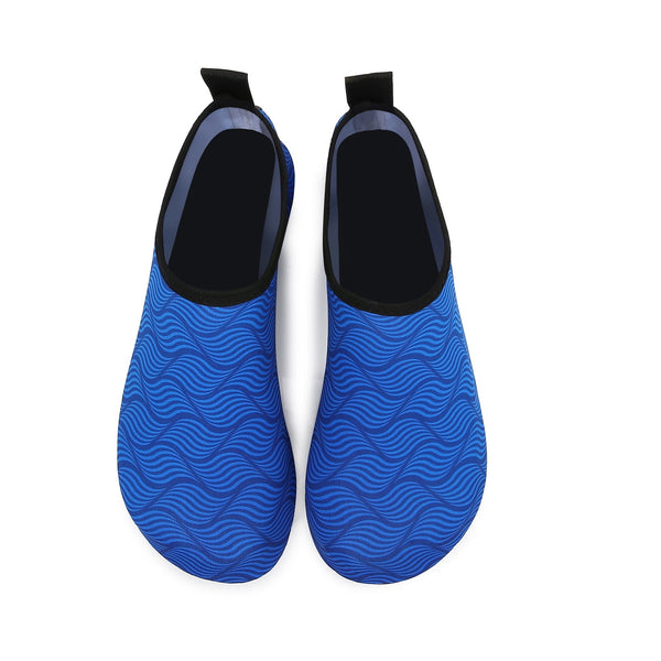 Men and Women a Slip On Barefoot Quick-Dry Beach Aqua Yoga Water Shoes (Multi wave/Blue)
