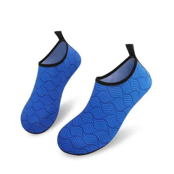 Men and Women a Slip On Barefoot Quick-Dry Beach Aqua Yoga Water Shoes (Multi wave/Blue)