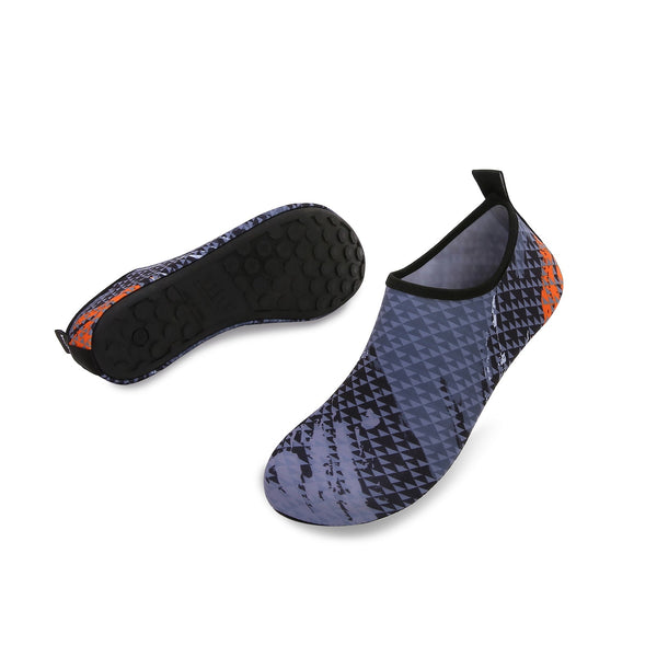 Men and Women a Slip On Barefoot Quick-Dry Beach Aqua Yoga Water Shoes (Triangle/Grey)