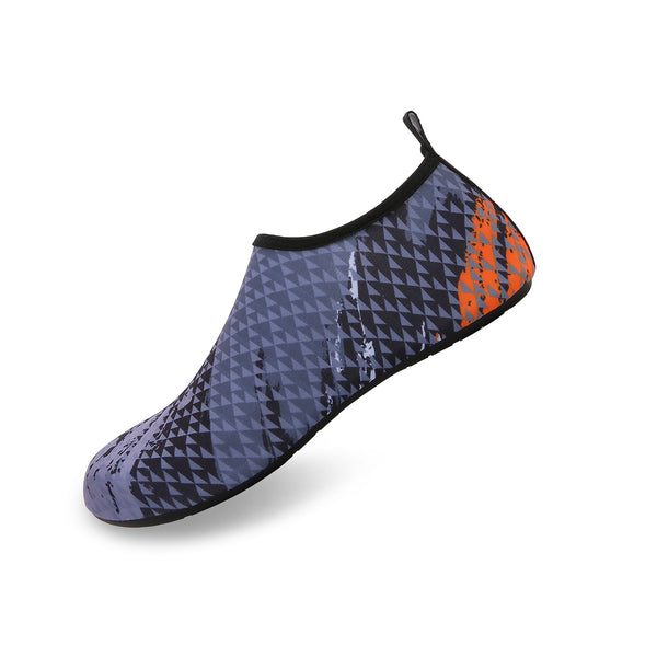 Men and Women a Slip On Barefoot Quick-Dry Beach Aqua Yoga Water Shoes (Triangle/Grey)