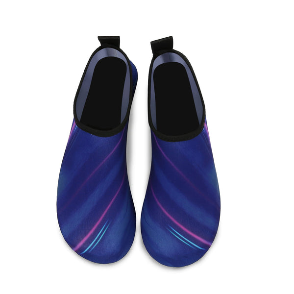 Men and Women a Slip On Barefoot Quick-Dry Beach Aqua Yoga Water Shoes (Laser Glare/Navy)