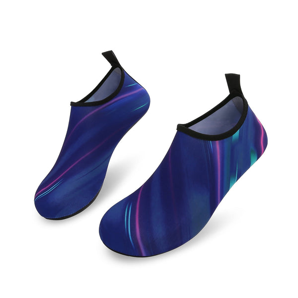 Men and Women a Slip On Barefoot Quick-Dry Beach Aqua Yoga Water Shoes (Laser Glare/Navy)